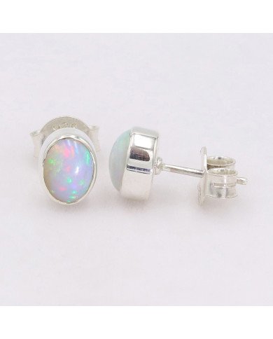 Sterling Silver Natural Gemstone Ethiopian Opal Studs
