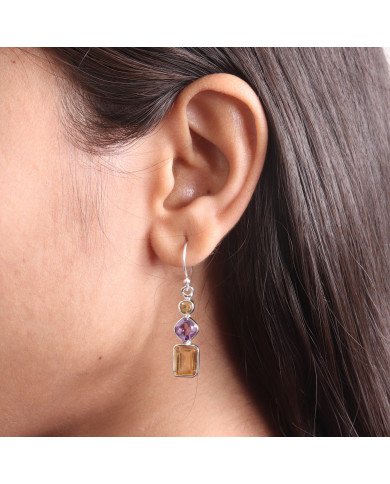 Citrine earring Amethyst earring 925 sterling silver handmade earring.