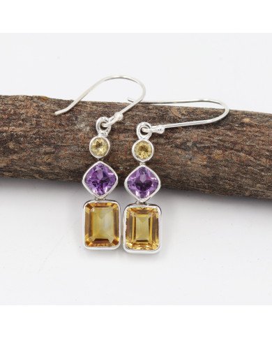 Citrine earring Amethyst earring 925 sterling silver handmade earring.