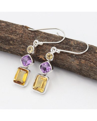 Citrine earring Amethyst earring 925 sterling silver handmade earring.