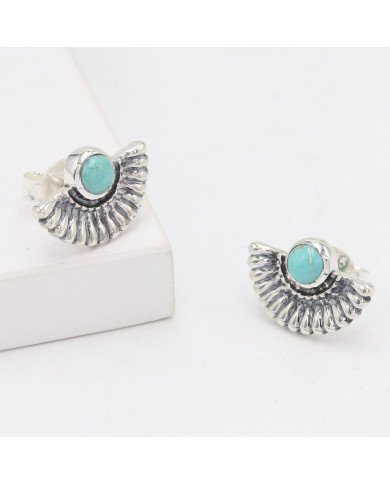 925 Sterling Silver Arizona Turquoise Boho Stud Earrings