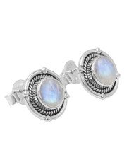 Rainbow Moonstone Stud Earring Steling Silver Moonstone Stud Earring