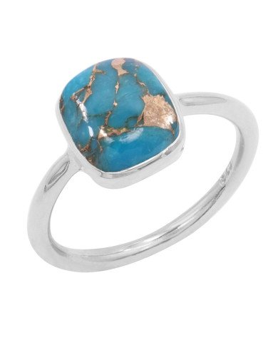 Sterling Silver Classic Solitaire Blue Copper Turquoise Ring