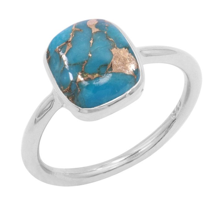 Sterling Silver Classic Solitaire Blue Copper Turquoise Ring