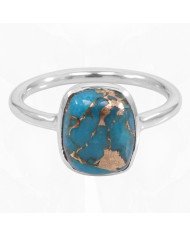 Sterling Silver Classic Solitaire Blue Copper Turquoise Ring