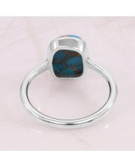 Sterling Silver Classic Solitaire Blue Copper Turquoise Ring