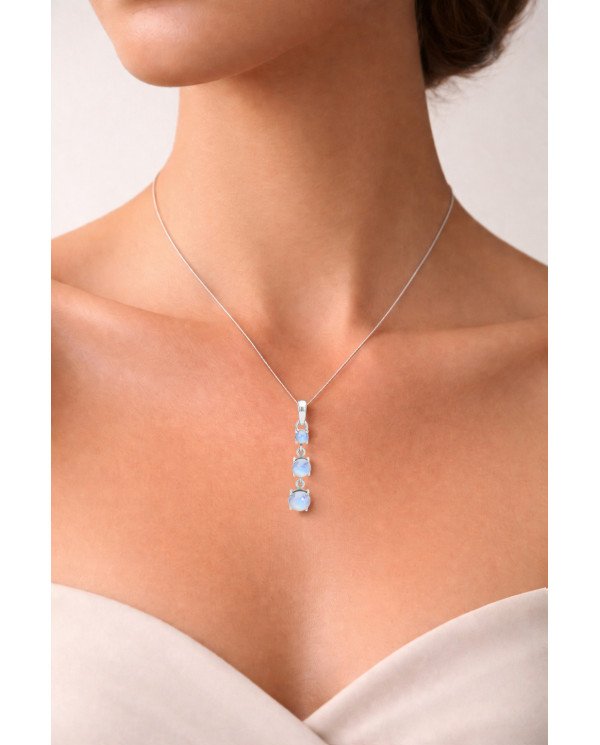 Sterling Silver Handcrafted Rainbow Moonstone Pendant