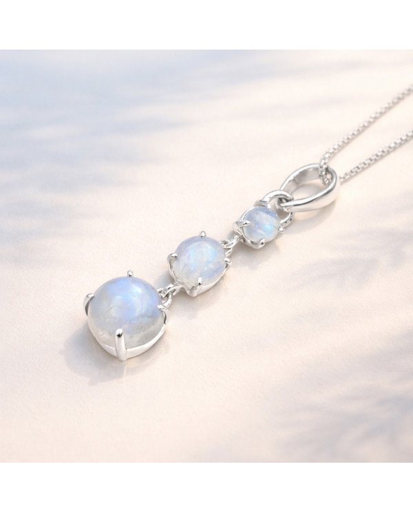 Sterling Silver Handcrafted Rainbow Moonstone Pendant