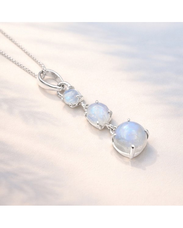 Sterling Silver Handcrafted Rainbow Moonstone Pendant
