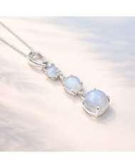 Sterling Silver Handcrafted Rainbow Moonstone Pendant