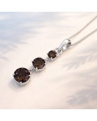 Smoky Quartz Sterling Silver Drop Pendant