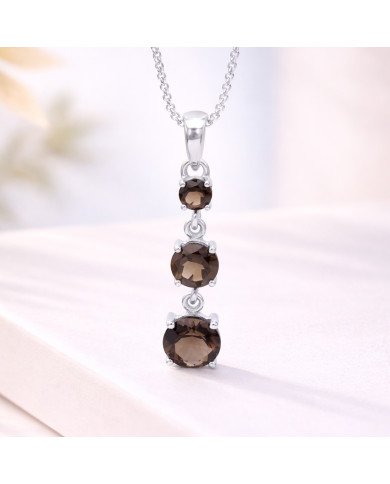 Smoky Quartz Sterling Silver Drop Pendant