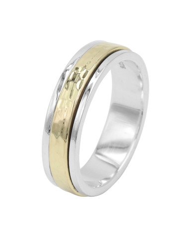 Two Tone Spinner Ring 925 Sterling Silver Spinner Ring Brass Spinner Ring
