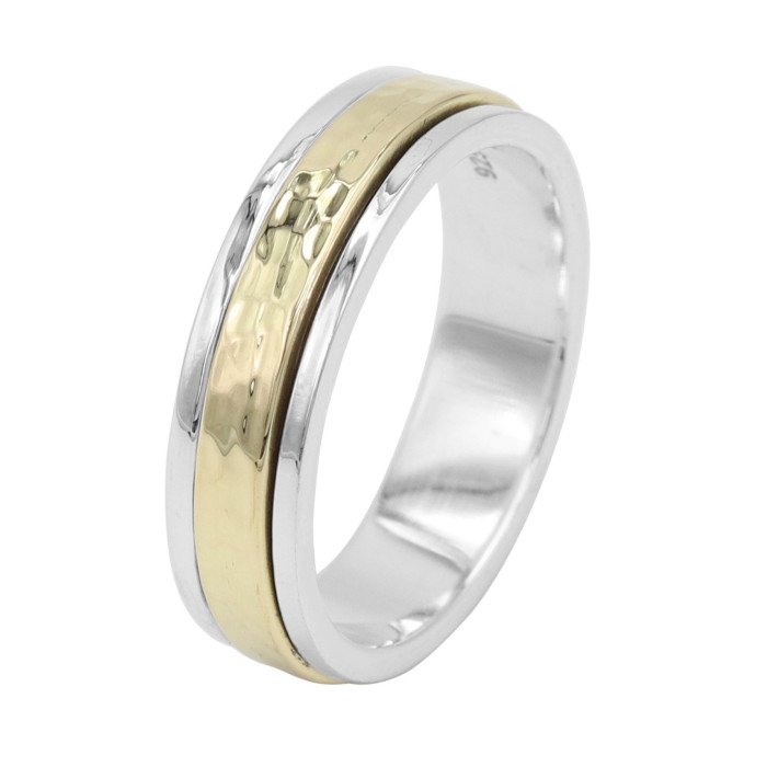 Two Tone Spinner Ring 925 Sterling Silver Spinner Ring Brass Spinner Ring