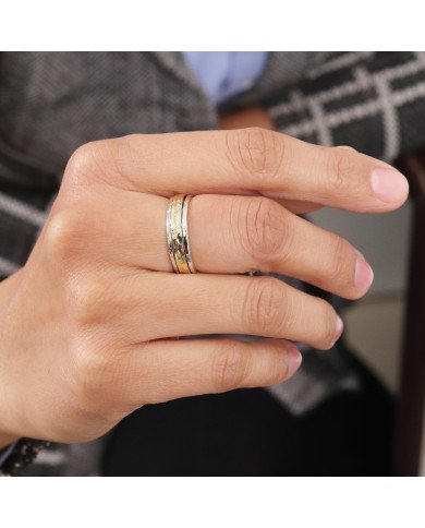 Two Tone Spinner Ring 925 Sterling Silver Spinner Ring Brass Spinner Ring