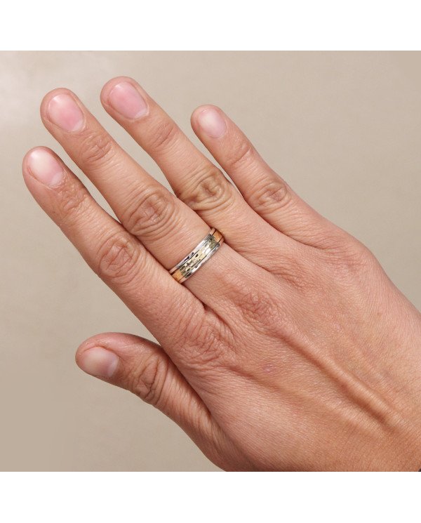 Two Tone Spinner Ring 925 Sterling Silver Spinner Ring Brass Spinner Ring