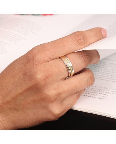 Two Tone Spinner Ring 925 Sterling Silver Spinner Ring Brass Spinner Ring