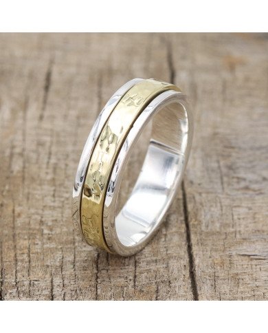 Two Tone Spinner Ring 925 Sterling Silver Spinner Ring Brass Spinner Ring