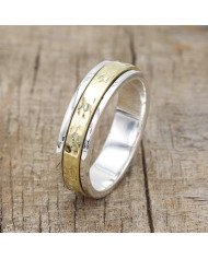 Two Tone Spinner Ring 925 Sterling Silver Spinner Ring Brass Spinner Ring