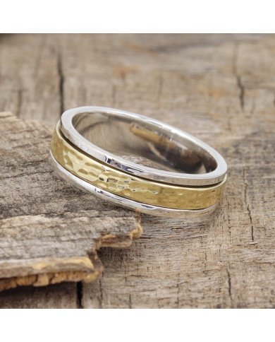 Two Tone Spinner Ring 925 Sterling Silver Spinner Ring Brass Spinner Ring