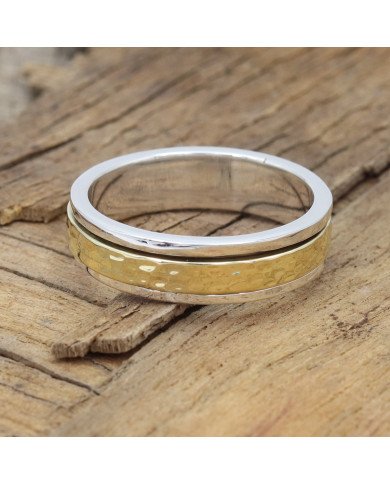 Two Tone Spinner Ring 925 Sterling Silver Spinner Ring Brass Spinner Ring