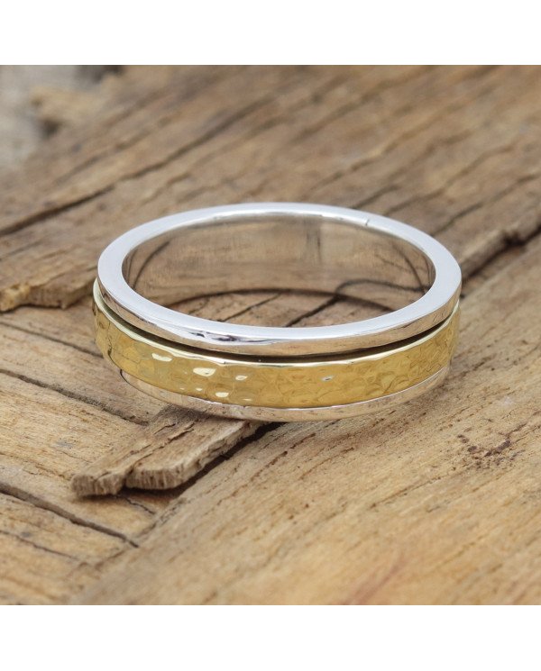 Two Tone Spinner Ring 925 Sterling Silver Spinner Ring Brass Spinner Ring