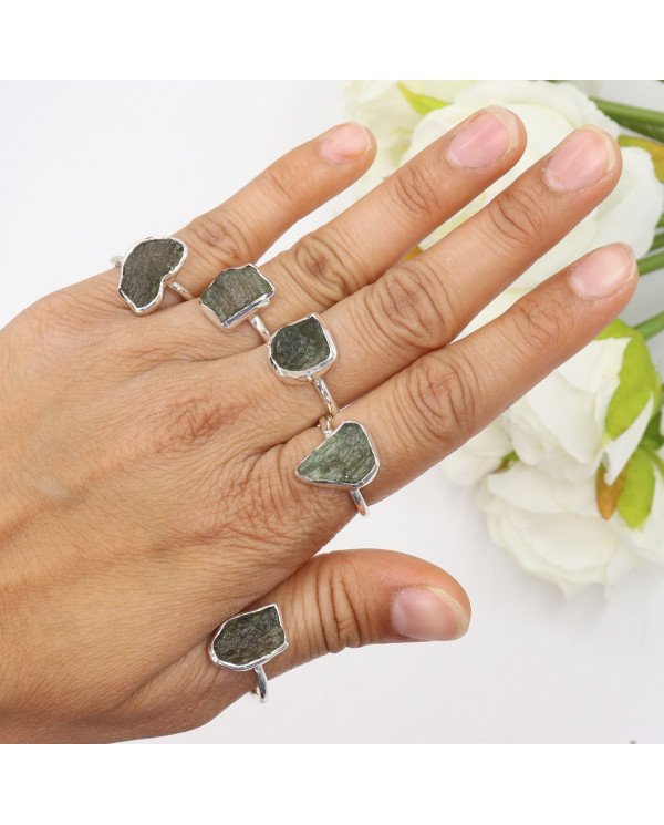 Certified Moldavite Ring Sterling Silver Moldavite Handmade Ring