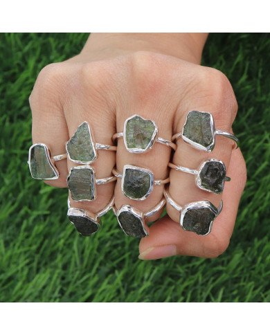 Certified Moldavite Ring Sterling Silver Moldavite Handmade Ring