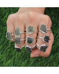 Certified Moldavite Ring Sterling Silver Moldavite Handmade Ring