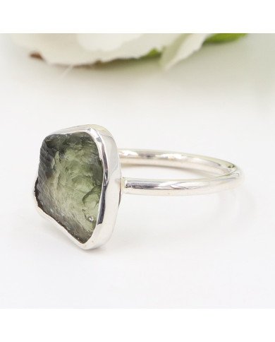 Certified Moldavite Ring Sterling Silver Moldavite Handmade Ring