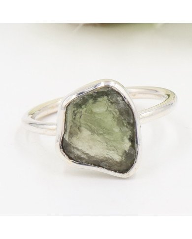 Certified Moldavite Ring Sterling Silver Moldavite Handmade Ring