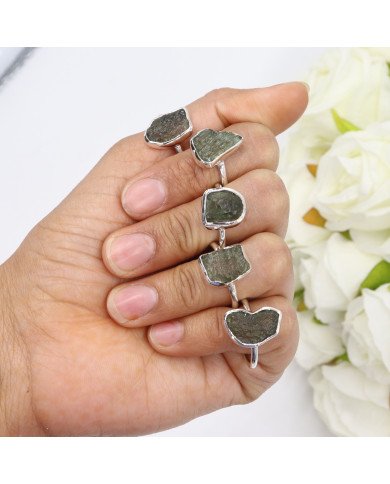 Certified Moldavite Ring Sterling Silver Moldavite Handmade Ring