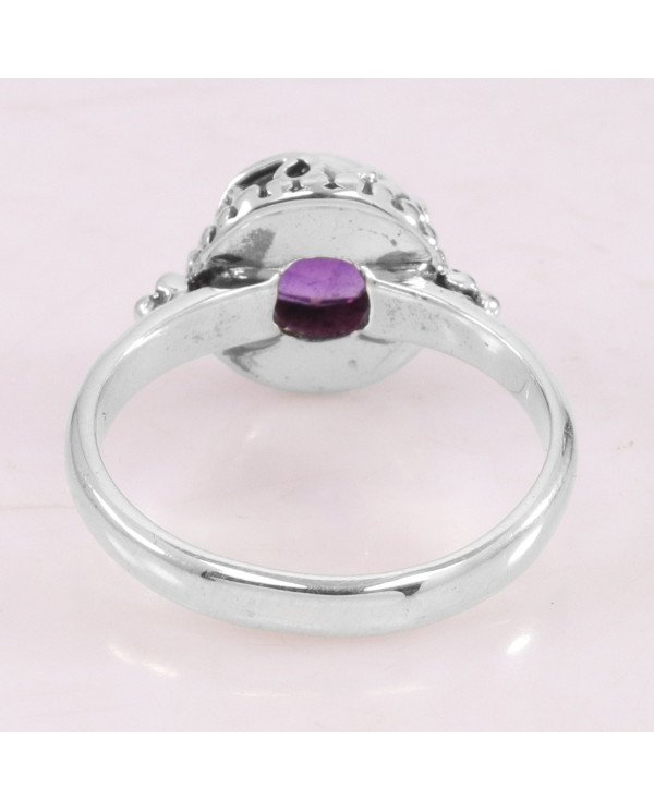 Amethyst ring 925 sterling silver ring silver handmade solitaire ring.