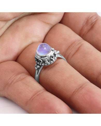 Rainbow moonstone ring 925 sterling silver ring handcrafted ring.