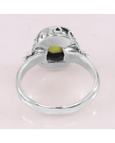Peridot ring 925 sterling silver ring classic solitaire ring for her.