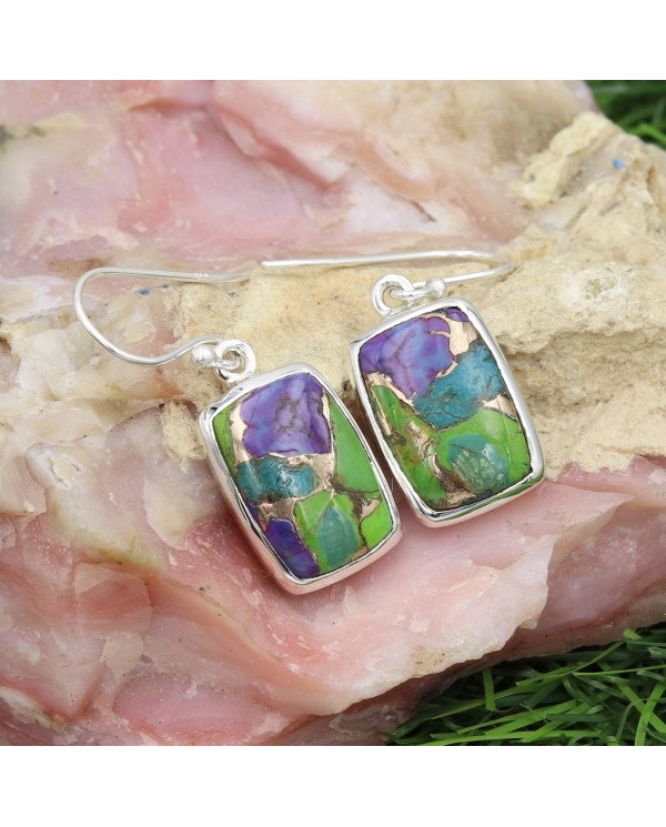 Turquoise earring 925 sterling silver earring handcrafted silver earring