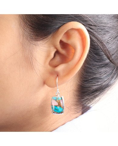 Turquoise earring 925 sterling silver earring handcrafted earring.