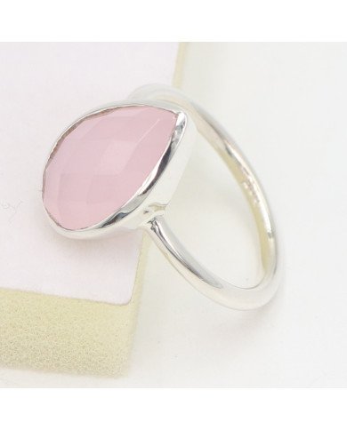 Sterling Silver Pink Chalcedony Handcrafted Silver Ring