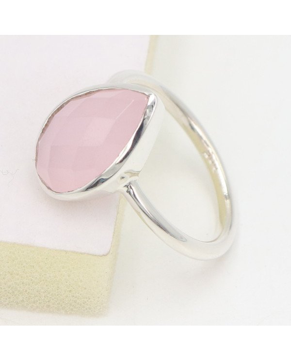 Sterling Silver Pink Chalcedony Handcrafted Silver Ring
