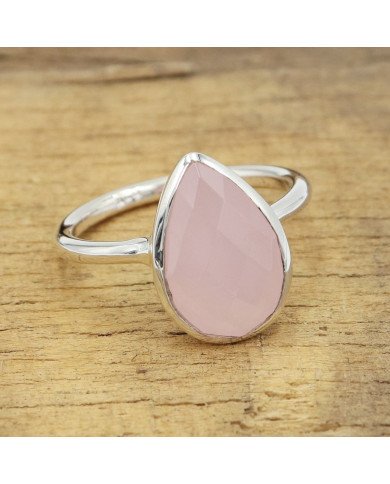 Sterling Silver Pink Chalcedony Handcrafted Silver Ring