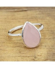 Sterling Silver Pink Chalcedony Handcrafted Silver Ring