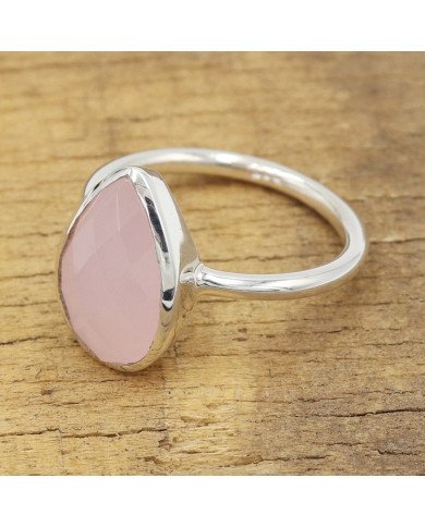 Sterling Silver Pink Chalcedony Handcrafted Silver Ring
