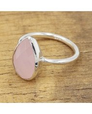 Sterling Silver Pink Chalcedony Handcrafted Silver Ring