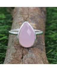 Sterling Silver Pink Chalcedony Handcrafted Silver Ring