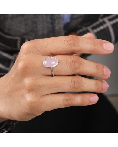 Sterling Silver Pink Chalcedony Handcrafted Silver Ring