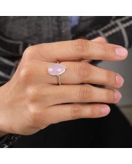 Sterling Silver Pink Chalcedony Handcrafted Silver Ring