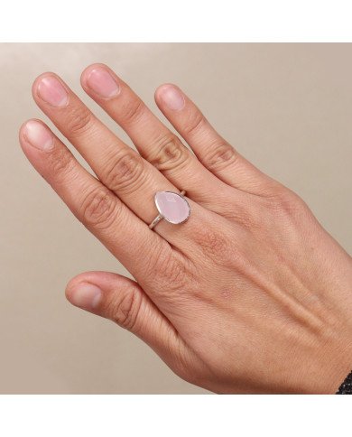 Sterling Silver Pink Chalcedony Handcrafted Silver Ring