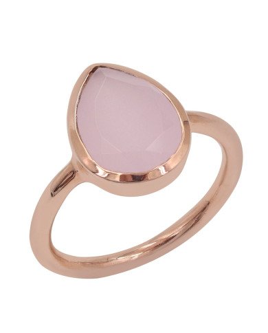 Pink Chalcedony Ring 925 Sterling Silver Ring Rose Gold-Plated Ring