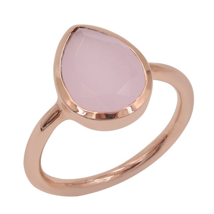 Pink Chalcedony Ring 925 Sterling Silver Ring Rose Gold-Plated Ring
