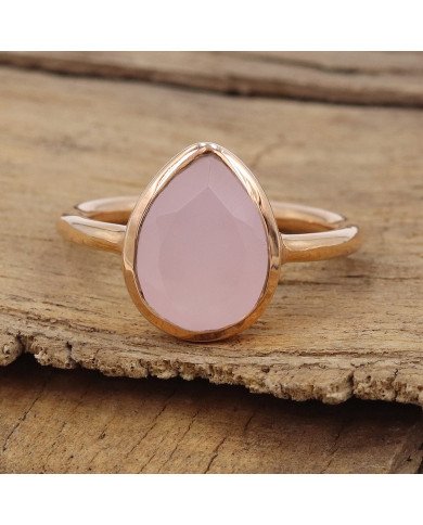Pink Chalcedony Ring 925 Sterling Silver Ring Rose Gold-Plated Ring